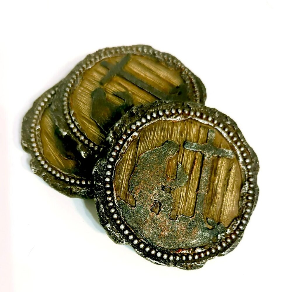 Vintage Resin Coasters Western Cowboy Praying Design Set Of 4